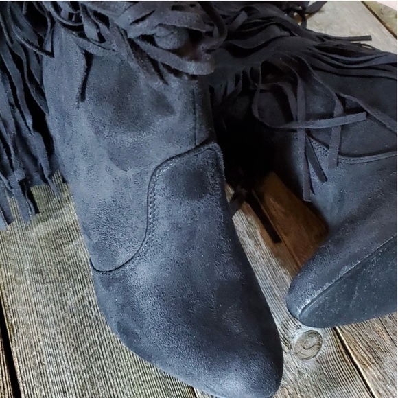 Black 4 Layer Fringe Stiletto Over the Knee Boots Catwalk Sexy 6M NWOT - Picture 8 of 11